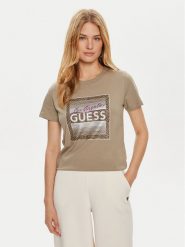 Guess T-Shirt W4YI17 I3Z14 Zielony Regular Fit. Zielone t-shirty Guess, xs, z aplikacjami, z bawełny, bez kołnierzyka, bez ramiączek. Za 89.99 zł.