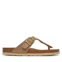 Japonki Dr. Brinkmann. Brązowe klapki Dr. Brinkmann, bez wzorów, bez obcasa. Za 279.99 zł.