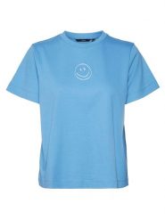 Vero Moda Koszulka w kolorze niebieskim rozmiar: XS. Niebieskie bluzki Vero Moda, xs, bez wzorów, z bawełny, bez kołnierzyka, bez ramiączek. Za 66.00 zł.