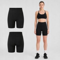 KOLARKI DAMSKIE 4F LEGGINSY KRÓTKIE SPODENKI NA LATO F031 KRÓTKIE KOLOR CZARNY. Czarne legginsy 4f, l, bez wzorów, z bawełny, krótkie. Za 49.99 zł.