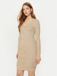 Guess Sukienka dzianinowa W5RK09 Z3KT0 Beżowy Bodycon Fit. Brązowe sukienki Guess, xl, z aplikacjami, z dzianiny, bez kołnierzyka, bez ramiączek, bodycon. Za 377.00 zł.