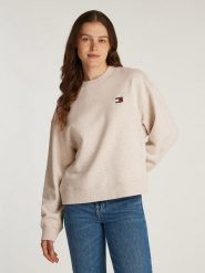 TOMMY JEANS Bluza w kolorze beżowym rozmiar: S. Brązowe bluzy Tommy Jeans, s, bez wzorów, z bawełny, bez kaptura. Za 242.70 zł.