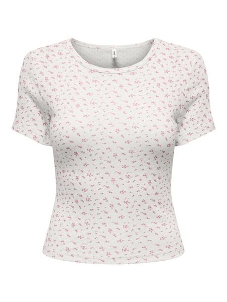 ONLY Koszulka w kolorze kremowo-jasnoróżowym rozmiar: XL. Brązowe bluzki Only, xl, bez wzorów, z bawełny, bez kołnierzyka, bez ramiączek. Za 55.95 zł.