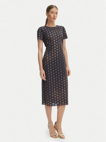 MICHAEL Michael Kors Sukienka codzienna MS683HED6E Granatowy Slim Fit. Niebieskie sukienki MICHAEL Michael Kors, na co dzień, xl, bez wzorów, z syntetyku, bez kołnierzyka, bez ramiączek, proste. Za 1,533.99 zł.