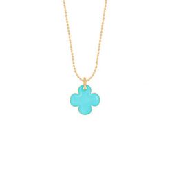 Naszyjnik z pozłacaną okrągłą koniczyną z turkusową emalią. Żółte naszyjniki Lilou, z turkusem, pozłacane. Za 218.00 zł.