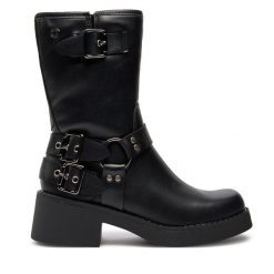 Botki Refresh. Czarne botki Refresh, bez wzorów, bez obcasa, na płaskiej podeszwie, bez zapięcia. Za 339.99 zł.