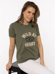 Zwillingsherz Koszulka w kolorze khaki rozmiar: XL. Brązowe bluzki Zwillingsherz, xl, bez wzorów, z bawełny, bez kołnierzyka, bez ramiączek. Za 82.99 zł.