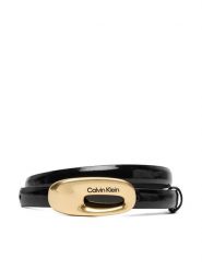 Calvin Klein Pasek Damski Oval Buckle Shiny Strap 15Mm LV04F7064G Czarny. Czarne paski Calvin Klein, bez wzorów, ze skóry. Za 249.99 zł.