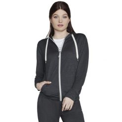 Bluza dresowa sportowa damska Godri Swift Full Zip Hoodie. Szare bluzy Skechers, xs, bez wzorów, z dresówki, bez kaptura. Za 199.99 zł.