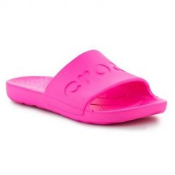Klapki damskie Crocs Crush Rose Foule. Czerwone klapki Crocs, bez wzorów, z materiału, bez obcasa. Za 261.00 zł.