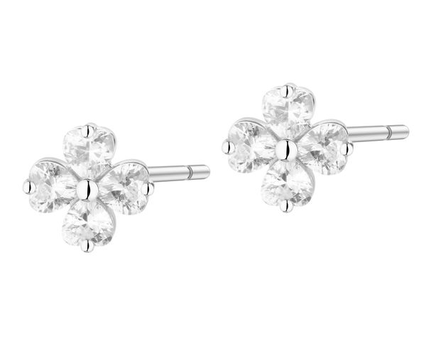 Kolczyki srebrne z cyrkoniami - koniczyny. Szare kolczyki Apart, z cyrkonią, srebrne. Za 119.00 zł.