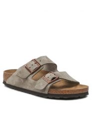 Birkenstock Klapki Arizona Bs 51463 Szary. Szare klapki Birkenstock, bez wzorów, ze skóry, bez obcasa. Za 489.99 zł.