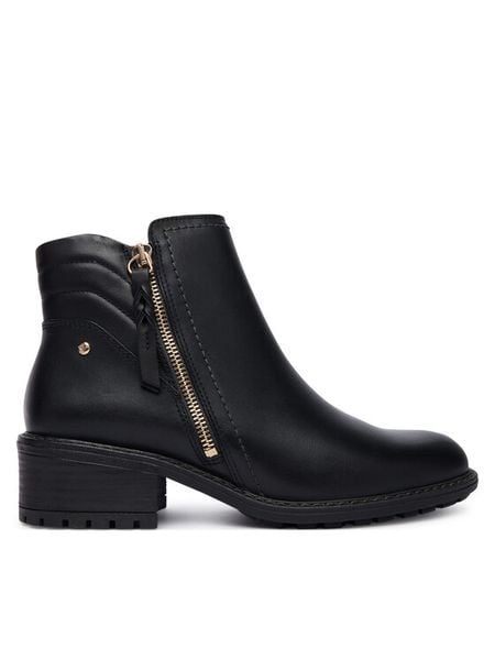 Pikolinos Botki Medina W0D-8581 Czarny. Czarne botki Pikolinos, bez wzorów, ze skóry, bez obcasa, na słupku, bez zapięcia. Za 759.99 zł.