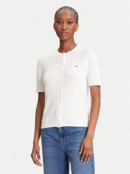 Tommy Hilfiger Kardigan WW0WW45707 Écru Slim Fit. Kardigany TOMMY HILFIGER, xxl, bez wzorów, z bawełny. Za 559.99 zł.
