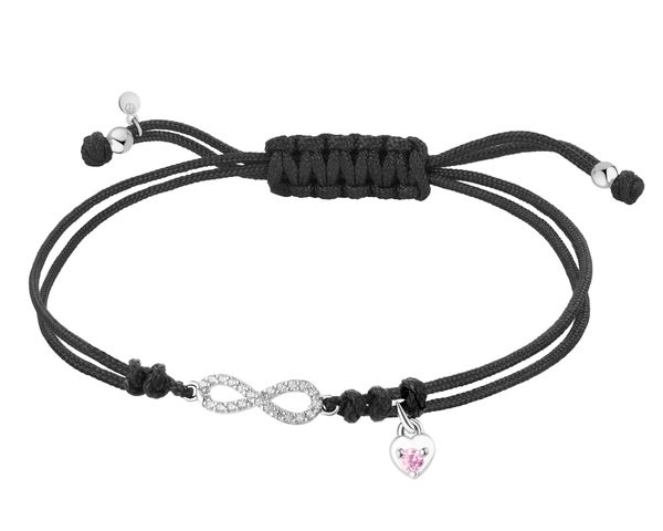 Bransoletka z elementami srebra i cyrkoniami - nieskończoność, serce. Bransoletki Apart, z cyrkonią, srebrne. Za 169.00 zł.