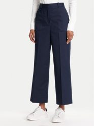 Tommy Hilfiger Spodnie materiałowe WW0WW45791 Granatowy Wide Leg. Niebieskie spodnie materiałowe TOMMY HILFIGER, bez wzorów, z bawełny. Za 559.99 zł.