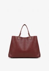 Bordowa Dwukomorowa Torebka Typu Shopper Ozdobiona Metalicznymi Aplikacjami Adorrive. Czerwone shopper Born2be, z aplikacjami, z jeansu, bez dodatków. Za 169.99 zł.