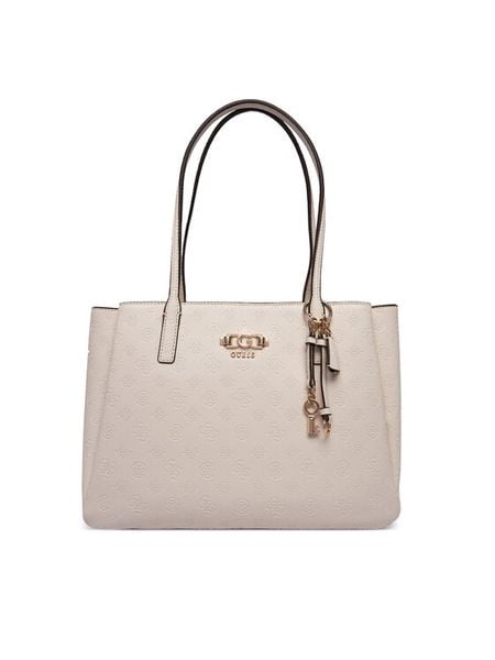 Guess Torebka Anise HWPD99 16230 Écru. Białe shopper Guess, z aplikacjami, ze skóry, bez dodatków. Za 474.99 zł.