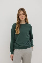 LEKKA BLUZA LENA BUTELKOWA ZIELEŃ S - Flawless. Zielone bluzy Flawless, s, bez wzorów, z bawełny, bez kaptura. Za 240.00 zł.