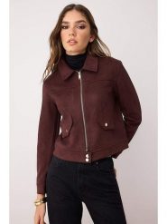 Trendyol Kurtka w kolorze bordowym ze skóry syntetycznej rozmiar: XS. Czerwone kurtki Trendyol, xs, bez wzorów, ze skóry, bez kaptura. Za 52.99 zł.