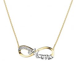 Naszyjnik z żółtego złota z diamentami - mama, nieskończoność - 0,01 ct - próba 585. Żółte naszyjniki Apart, z diamentem, złote. Za 1,790.00 zł.