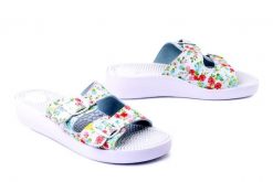 SANITAL FLEX KF-02 multi white, klapki damskie. Białe klapki Sanital-Flex, bez wzorów, bez obcasa, na koturnie. Za 83.99 zł.