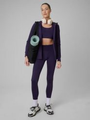 Legginsy fitness szybkoschnące damskie z wysokim stanem. Zielone legginsy 4f, l, bez wzorów, z dzianiny, z podwyższonym stanem, długie. Za 129.99 zł.