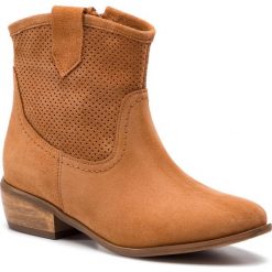 Botki R.POLAŃSKI - 0979/D Rudy Zamsz. Brązowe botki R.Polański, z aplikacjami, ze skóry, bez obcasa, bez zapięcia. Za 339.00 zł.