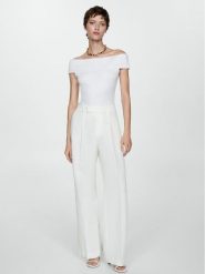 Mango Bluzka Bacalary 77082921 Biały Slim Fit. Białe bluzki Mango, xs, bez wzorów, z bawełny, bez kołnierzyka, bez ramiączek. Za 39.99 zł.