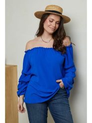 Curvy Lady Bluzka w kolorze niebieskim rozmiar: 40/42. Niebieskie bluzki Curvy Lady, bez wzorów, klasyczne, bez kołnierzyka, bez ramiączek. Za 57.20 zł.