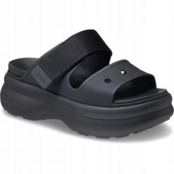 Sandały dla Kobiet Crocs Soho Two Strap Sandal. Czarne sandały Crocs, bez wzorów, z materiału, eleganckie, bez obcasa, na platformie, bez zapięcia. Za 289.99 zł.