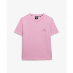 Koszulka damska Superdry Essential. Fioletowe bluzki Superdry, bez wzorów, bez kołnierzyka, bez ramiączek. W wyprzedaży za 110.00 zł.