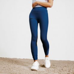 Legginsy damskie Fouganza 100 light. Niebieskie legginsy FOUGANZA, s, bez wzorów, z materiału. W wyprzedaży za 79.99 zł.