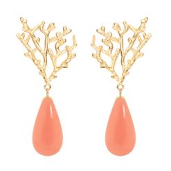 Kolczyki Koral z koralową żywicą pozłacane. Pomarańczowe kolczyki Lilou, z koralem, pozłacane. Za 239.00 zł.