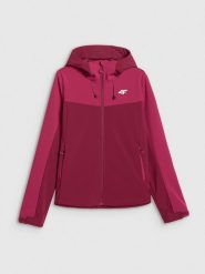 4F Kurtka softshell wiatroodporna membrana 8000 damska - czerwona XL. Czerwone kurtki sportowe 4f, xl, bez wzorów, z softshellu, bez kaptura. Za 299.99 zł.