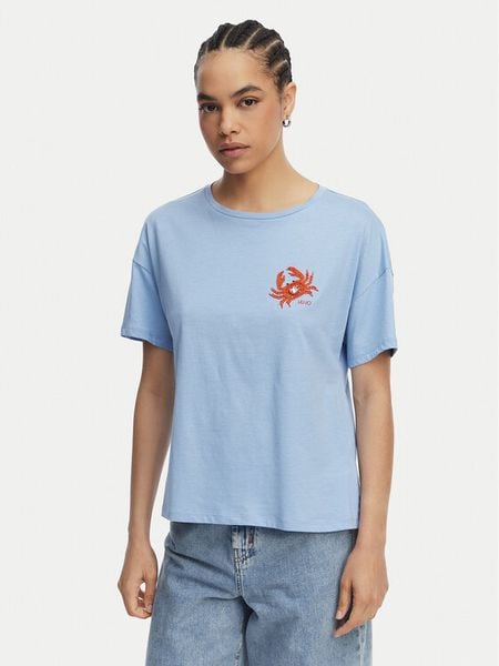 Liu Jo T-Shirt WA6414 JS923 Niebieski Regular Fit. Niebieskie t-shirty Liu Jo, m, bez wzorów, z bawełny, bez kołnierzyka, bez ramiączek. Za 178.99 zł.