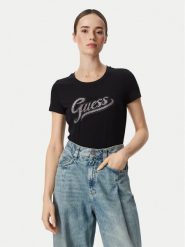 Guess T-Shirt W6YI21 K4337 Czarny Regular Fit. Czarne t-shirty Guess, l, z aplikacjami, z bawełny, bez kołnierzyka, bez ramiączek. Za 154.99 zł.