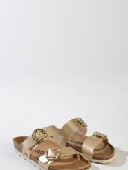 BACKSUN Klapki "Belize" w kolorze złotym rozmiar: 41. Żółte klapki Backsun, bez wzorów, z materiału, z otwartym noskiem, bez obcasa. Za 130.99 zł.