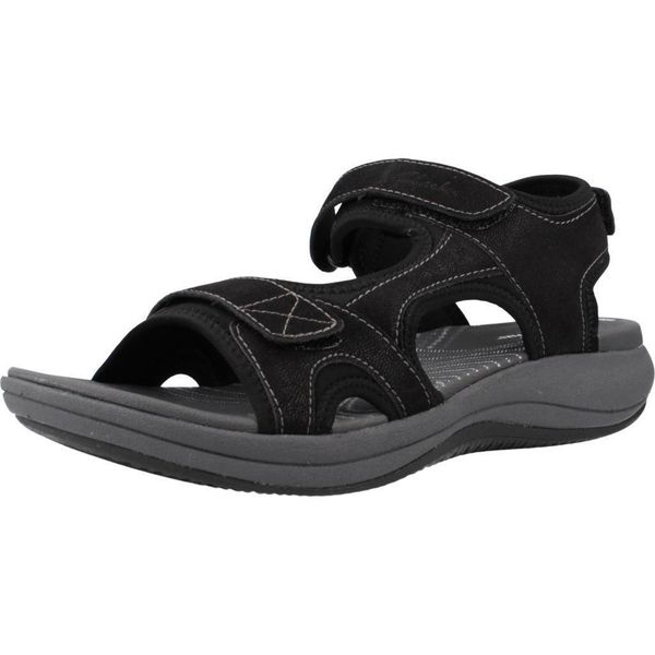 Sandały CLARKS MIRA BAY Czarny. Czarne sandały Clarks, bez wzorów, z tkaniny, bez obcasa, bez zapięcia. Za 154.99 zł.