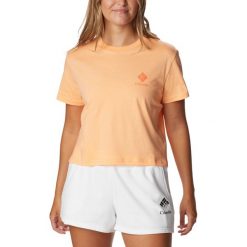 Koszulka trekkingowa damska Columbia North Cascades Cropped. Fioletowe bluzki Columbia, s, bez wzorów, sportowe, bez kołnierzyka, bez ramiączek. Za 54.99 zł.