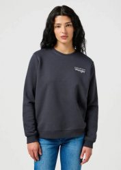 DAMSKA BLUZA WRANGLER REGULAR SWEAT FADED BLACK 112356510. Czarne bluzy Wrangler, l, bez wzorów, bez kaptura. Za 159.99 zł.
