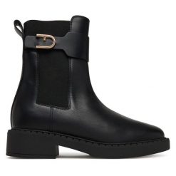 Sztyblety Furla. Czarne botki Furla, bez wzorów, bez obcasa, na płaskiej podeszwie, bez zapięcia. Za 1,299.00 zł.