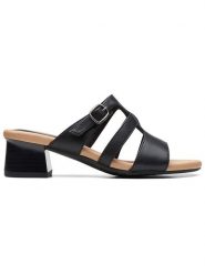 Clarks Skórzane klapki "Desirae Palm" w kolorze czarnym rozmiar: 38. Czarne klapki Clarks, bez wzorów, z otwartym noskiem, bez obcasa. Za 215.71 zł.