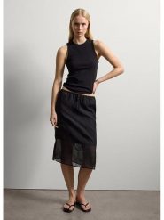 STEFANEL Spódnica w kolorze czarnym rozmiar: L. Czarne spódnice Stefanel, na co dzień, l, bez wzorów, z tiulu, midi, proste. Za 208.99 zł.