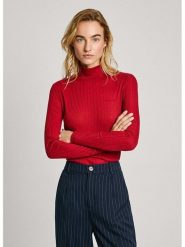 Pepe Jeans Koszulka w kolorze czerwonym rozmiar: XL. Czerwone bluzki Pepe Jeans, xl, bez wzorów, z jeansu, bez kołnierzyka, bez ramiączek. Za 83.62 zł.
