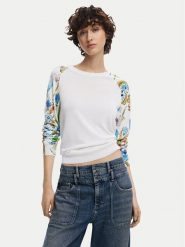 Desigual Sweter 25SWJF31 Biały Regular Fit. Białe swetry Desigual, xl, bez wzorów, z syntetyku, bez ramiączek. Za 229.99 zł.