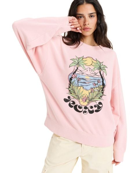 Bluza z okrągłym dekoltem dla Kobiety LINEUP Różowy. Fioletowe bluzy Roxy, m, bez wzorów, z bawełny, bez kaptura. Za 241.95 zł.