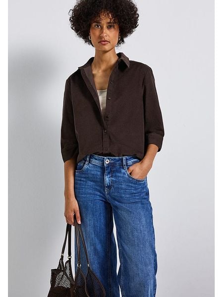 Street One Bluzka w kolorze ciemnobrązowym rozmiar: 40. Brązowe bluzki Street One, bez wzorów, z bawełny, street, bez kołnierzyka, bez ramiączek. Za 100.75 zł.