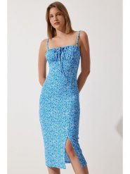 Happiness Istanbul Sukienka w kolorze niebiesko-białym rozmiar: 40. Niebieskie sukienki Happiness Istanbul, bez wzorów, bez kołnierzyka, bez ramiączek, midi. Za 60.99 zł.