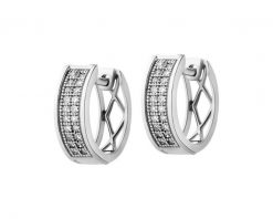 Kolczyki z białego złota z diamentami - koła - 0,14 ct - próba 585. Białe kolczyki Apart, z diamentem, złote. Za 3,090.00 zł.